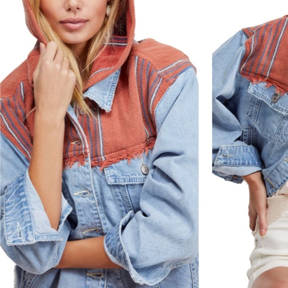 Baja Hooded Denim Jacket Size 